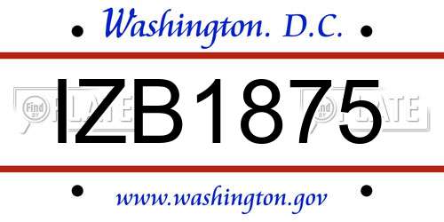 IZB1875 District Of Columbia License Plate