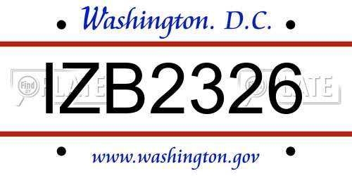 IZB2326 District Of Columbia License Plate