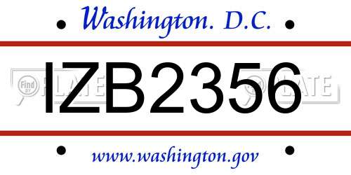 IZB2356 District Of Columbia License Plate