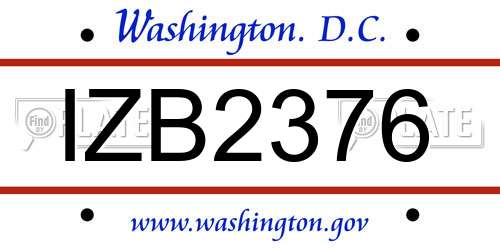 IZB2376 District Of Columbia License Plate