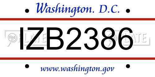 IZB2386 District Of Columbia License Plate