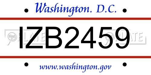 IZB2459 District Of Columbia License Plate