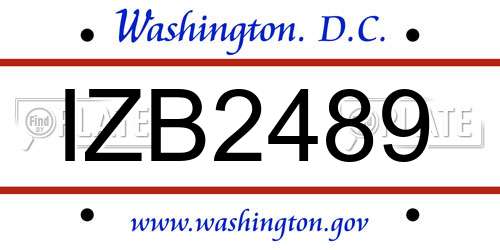 IZB2489 District Of Columbia License Plate