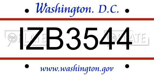 IZB3544 District Of Columbia License Plate