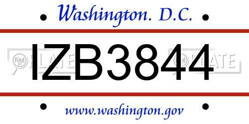 IZB3844 District Of Columbia License Plate