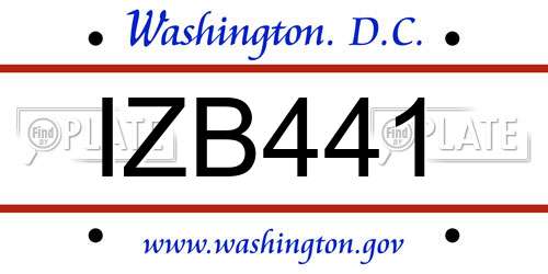 IZB441 District Of Columbia License Plate