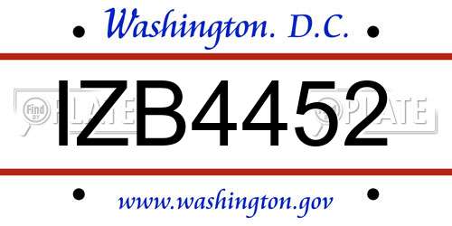 IZB4452 District Of Columbia License Plate