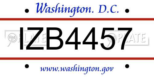 IZB4457 District Of Columbia License Plate
