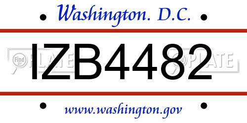 IZB4482 District Of Columbia License Plate