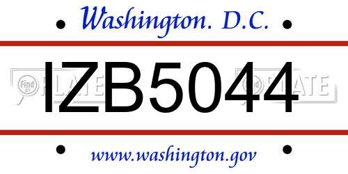 IZB5044 District Of Columbia License Plate