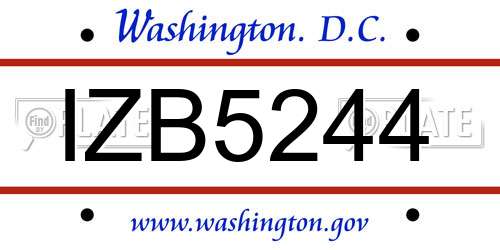IZB5244 District Of Columbia License Plate