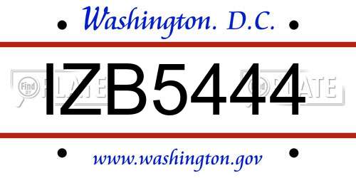 IZB5444 District Of Columbia License Plate