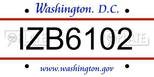 IZB6102 District Of Columbia License Plate