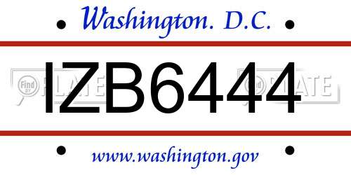 IZB6444 District Of Columbia License Plate