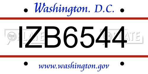 IZB6544 District Of Columbia License Plate