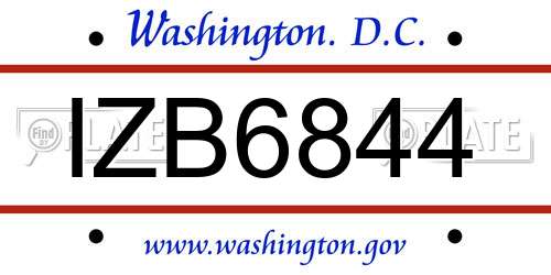 IZB6844 District Of Columbia License Plate