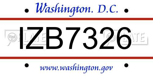 IZB7326 District Of Columbia License Plate