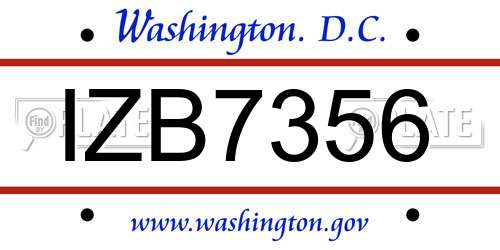IZB7356 District Of Columbia License Plate
