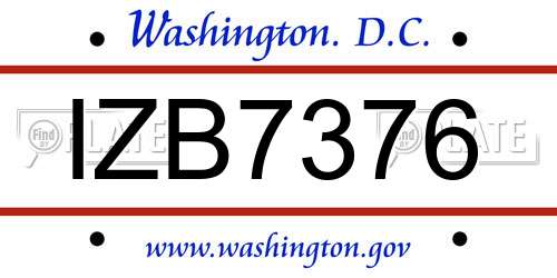IZB7376 District Of Columbia License Plate