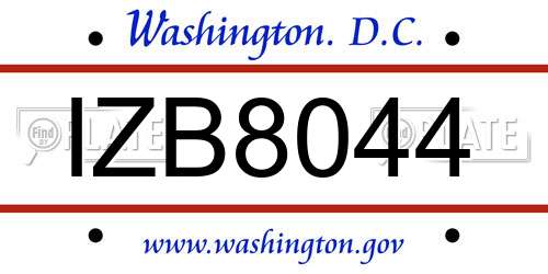 IZB8044 District Of Columbia License Plate