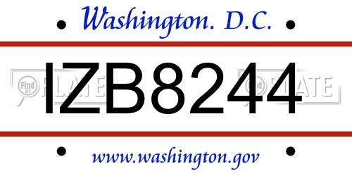 IZB8244 District Of Columbia License Plate