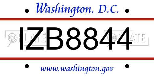 IZB8844 District Of Columbia License Plate