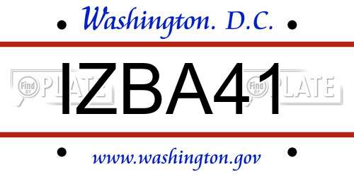 IZBA41 District Of Columbia License Plate