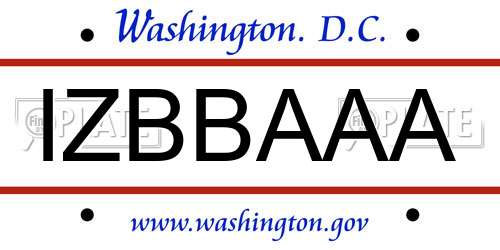 IZBBAAA District Of Columbia License Plate