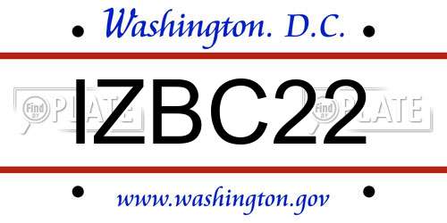 IZBC22 District Of Columbia License Plate