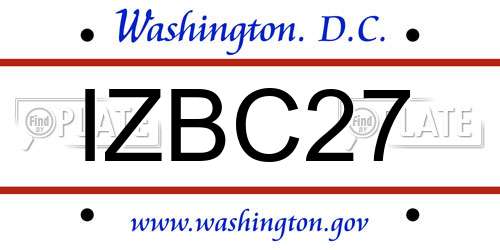 IZBC27 District Of Columbia License Plate