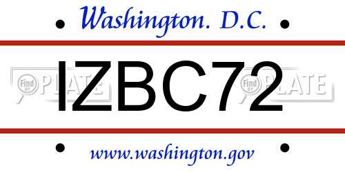 IZBC72 District Of Columbia License Plate