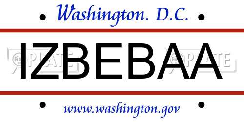 IZBEBAA District Of Columbia License Plate