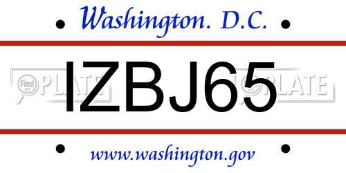 IZBJ65 District Of Columbia License Plate