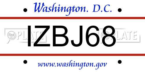 IZBJ68 District Of Columbia License Plate