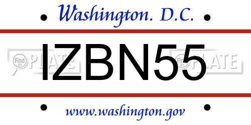 IZBN55 District Of Columbia License Plate