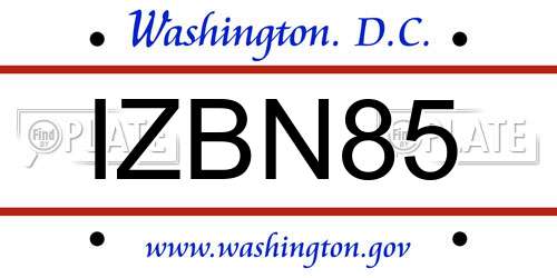 IZBN85 District Of Columbia License Plate