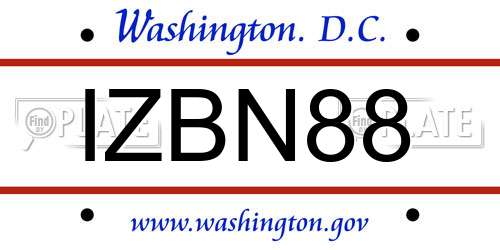 IZBN88 District Of Columbia License Plate