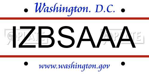 IZBSAAA District Of Columbia License Plate