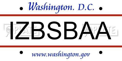IZBSBAA District Of Columbia License Plate