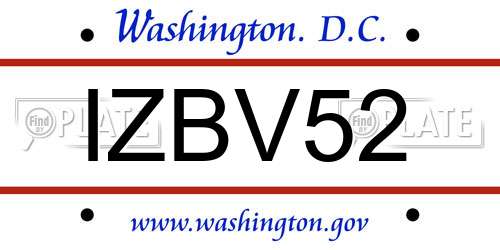 IZBV52 District Of Columbia License Plate