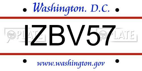 IZBV57 District Of Columbia License Plate