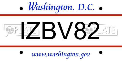 IZBV82 District Of Columbia License Plate