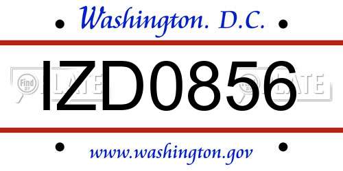IZD0856 District Of Columbia License Plate