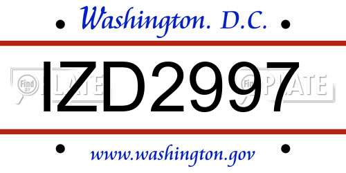 IZD2997 District Of Columbia License Plate