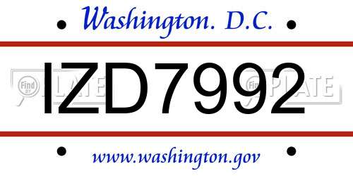 IZD7992 District Of Columbia License Plate