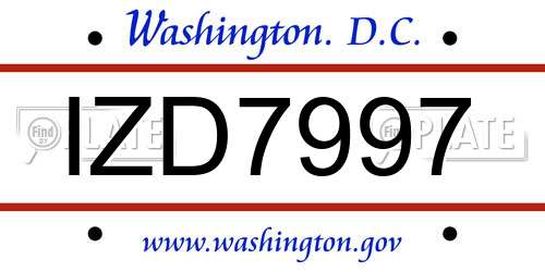 IZD7997 District Of Columbia License Plate