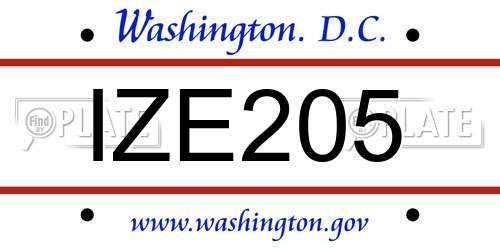 IZE205 District Of Columbia License Plate