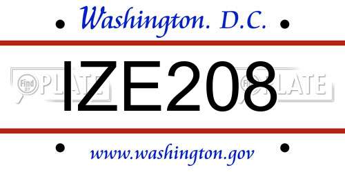 IZE208 District Of Columbia License Plate