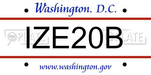 IZE20B District Of Columbia License Plate