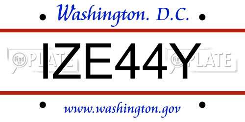 IZE44Y District Of Columbia License Plate